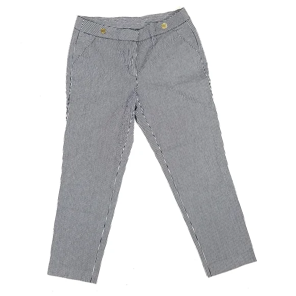 Anne Klein Striped Seersucker Pants Blue / White Women's Size 8 - Picture 3 of 15